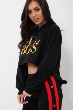Rebellious Fashion Black Girl Boss Cropped Hoodie - Kelsy
