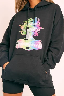 Rebellious Fashion Black Graphic Face Hoodie - Aissa