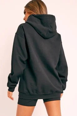 Rebellious Fashion Black Graphic Face Hoodie - Aissa