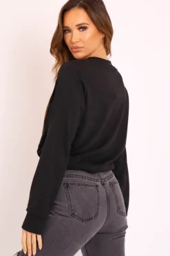 Rebellious Fashion Black Graphic Motif Sweatshirt - Janny