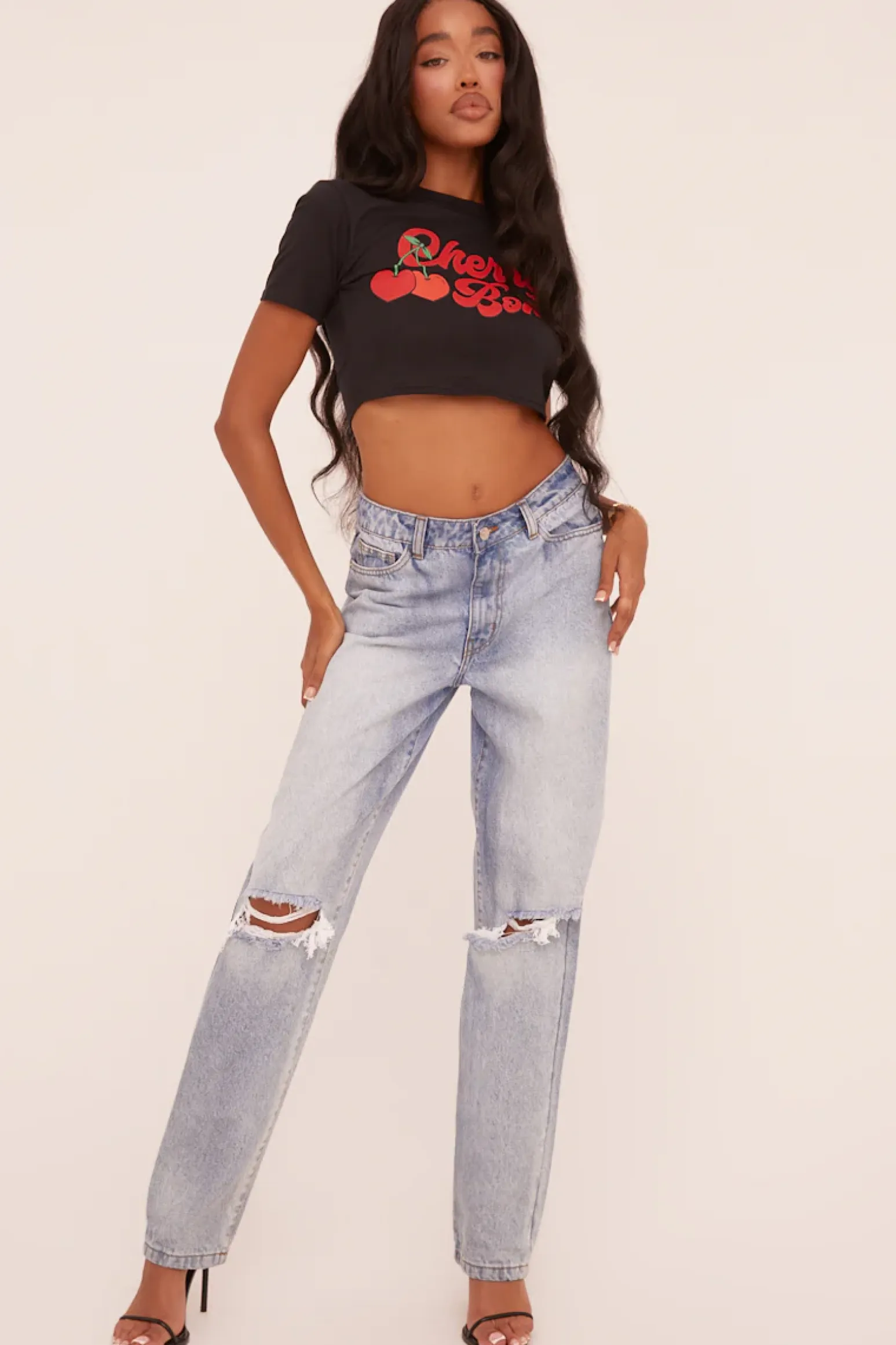 Rebellious Fashion Black Graphic Print Cropped T-shirt - Jayden