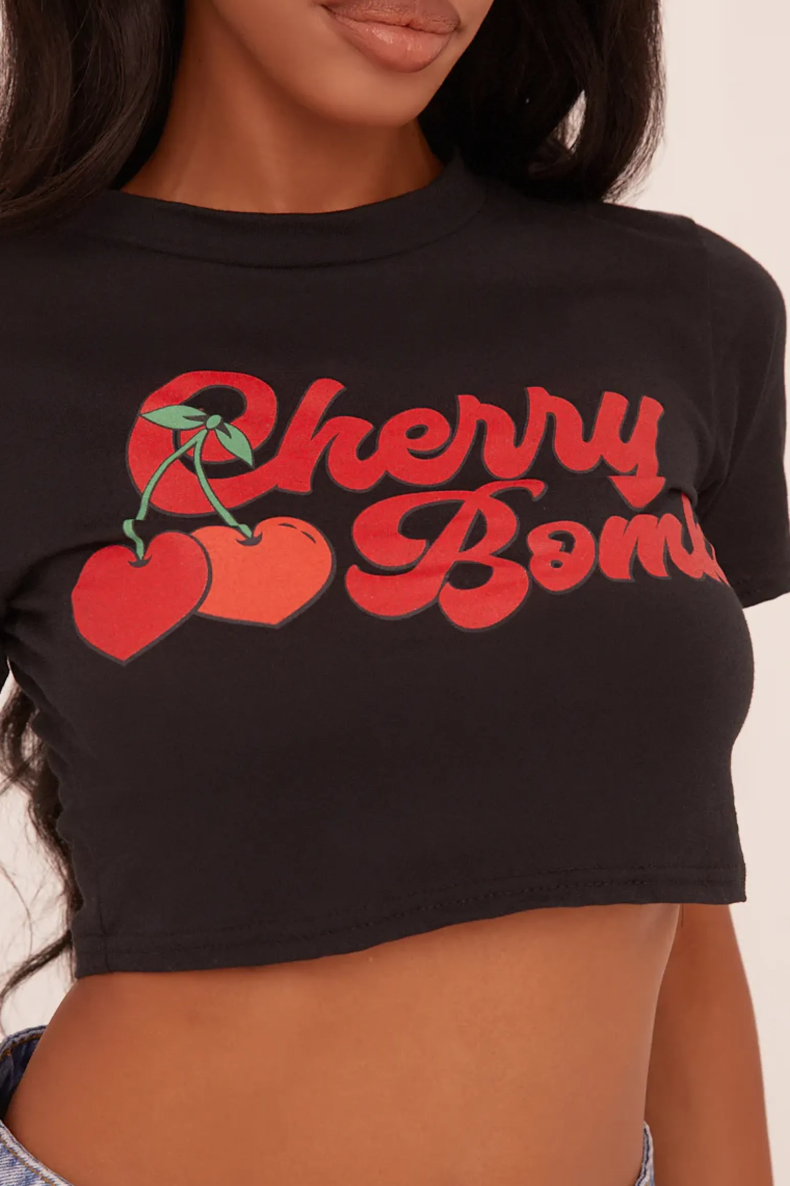 Rebellious Fashion Black Graphic Print Cropped T-shirt - Jayden
