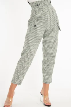 Rebellious Fashion Black Green Check Frill Detail Trousers - Bristal