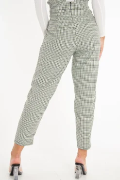 Rebellious Fashion Black Green Check Frill Detail Trousers - Bristal