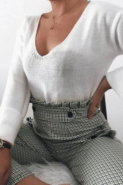 Rebellious Fashion Black Green Check Frill Detail Trousers - Bristal
