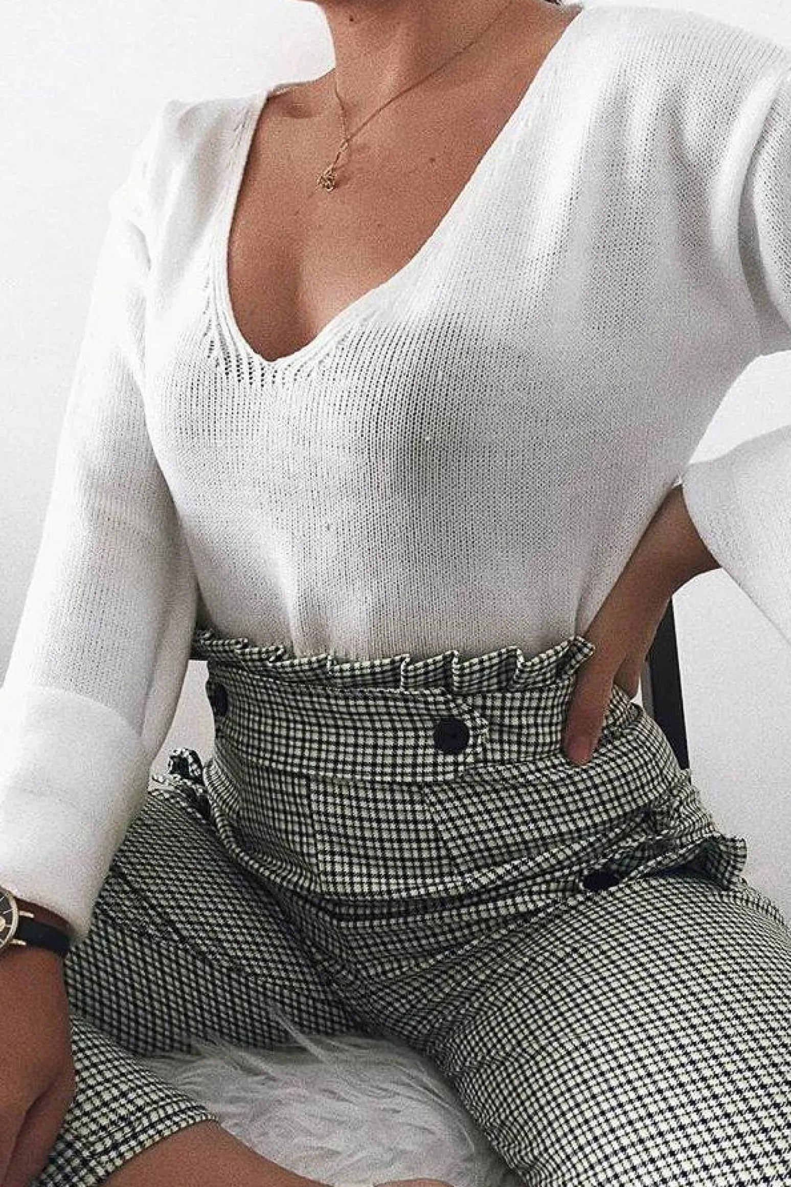 Rebellious Fashion Black Green Check Frill Detail Trousers - Bristal