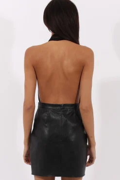 Rebellious Fashion Black halterneck Bodysuit- Isla