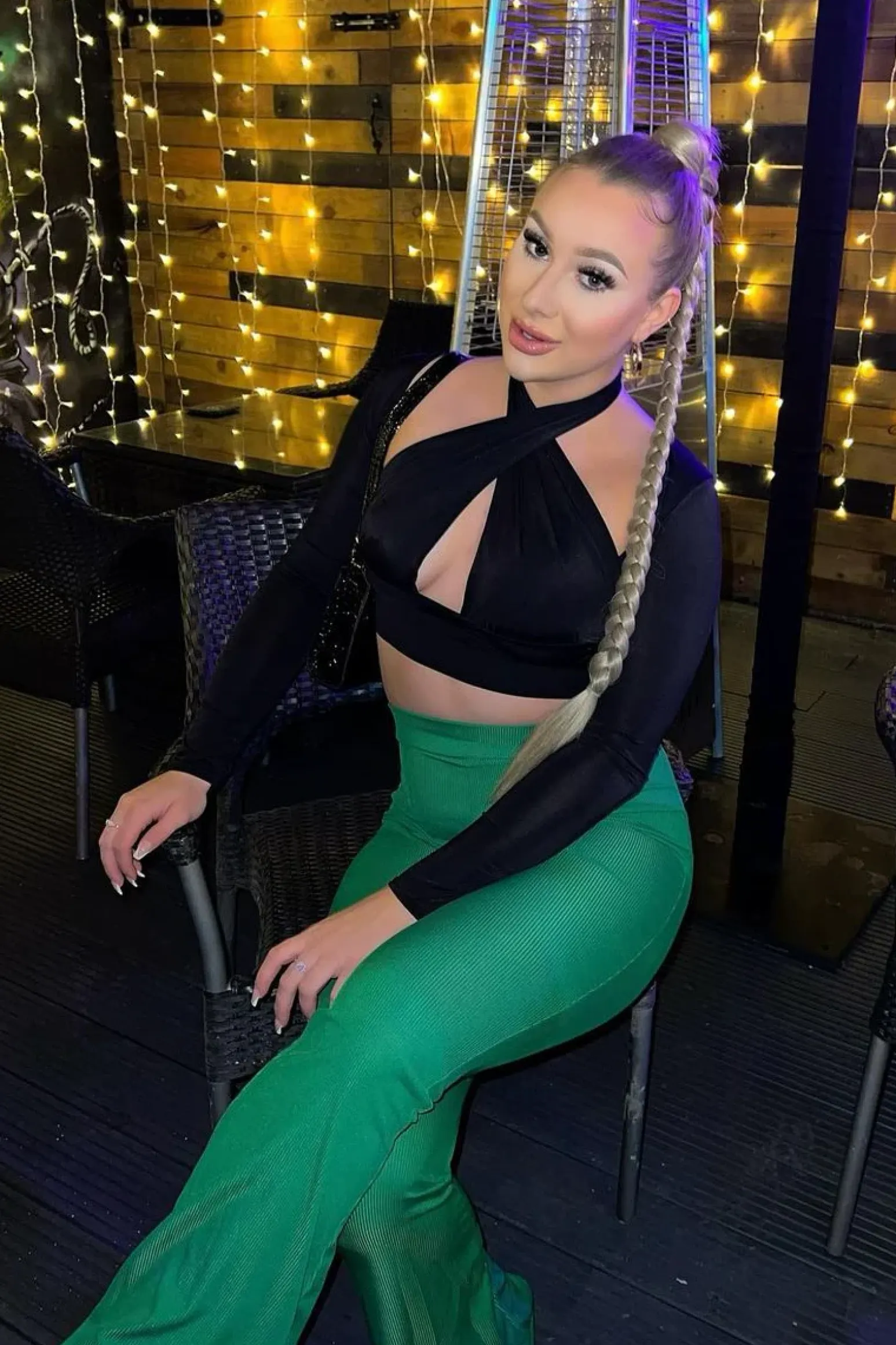 Rebellious Fashion Black Halter Neck Cut Out Crop Top - Sno