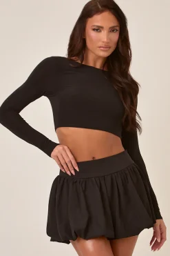 Rebellious Fashion Black Heart Cut Out Back Long Sleeve Top - Annika