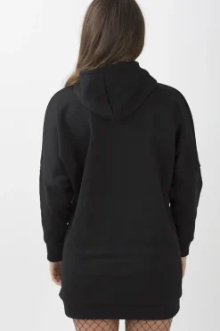Rebellious Fashion Black 'Heritage' Graphic Print Oversized Hoodie - Violet