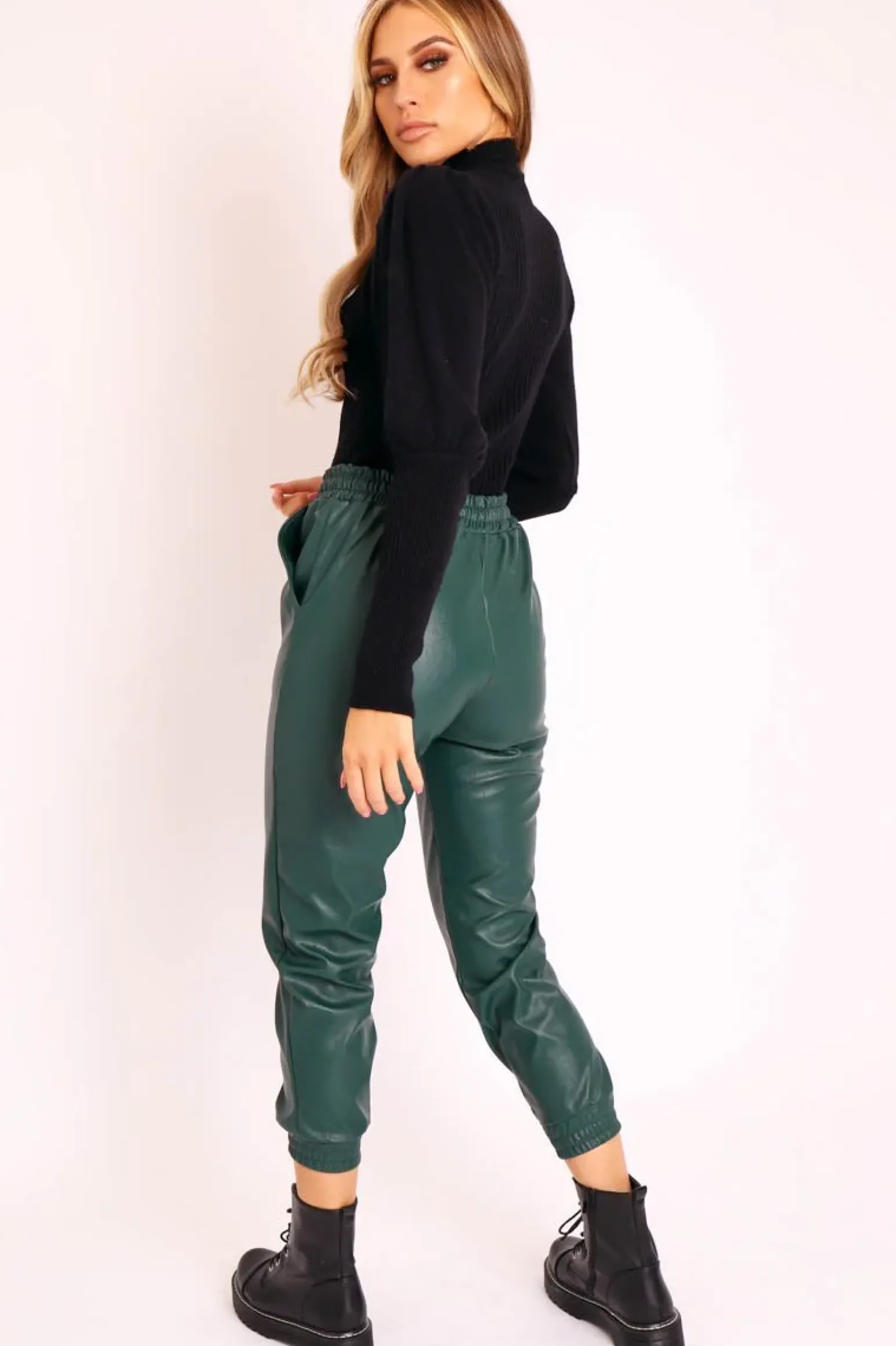 Rebellious Fashion Black High Neck Balloon Sleeve Jumper - Harriet