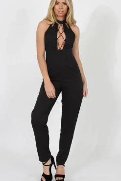 Rebellious Fashion Black High Neck Jumpsuit - Adrianna