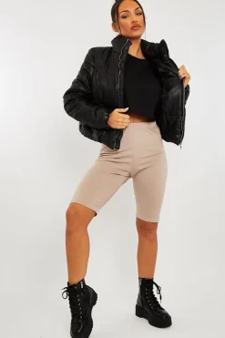Rebellious Fashion Black High Neck Puffer Coat - Docie