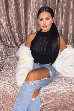 Rebellious Fashion Black High Neck Sleeveless Crop Jumper - Maleena