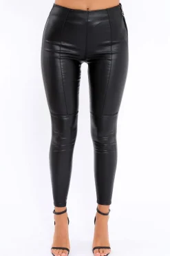 Rebellious Fashion Black High Waist Coated Skinny Jeans - Nicci