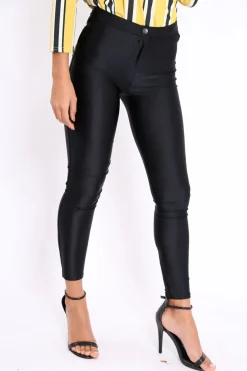 Rebellious Fashion Black High Waisted Disco Pants - Michela