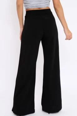 Rebellious Fashion Black High Waisted Flare Trousers - Kym