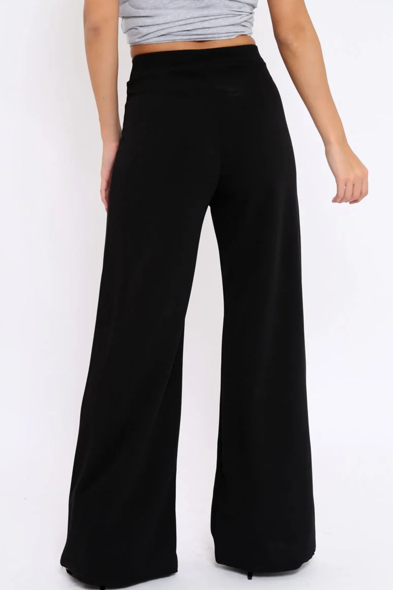 Rebellious Fashion Black High Waisted Flare Trousers - Kym