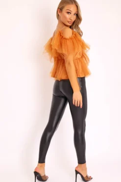 Rebellious Fashion Black High Waisted PU Leather Leggings - Ronae