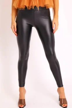 Rebellious Fashion Black High Waisted PU Leather Leggings - Ronae
