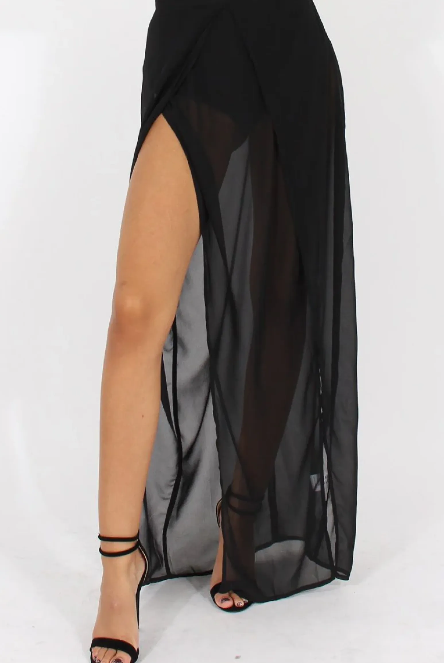 Rebellious Fashion Black High Waisted Sheer Maxi Skirt - Ivy