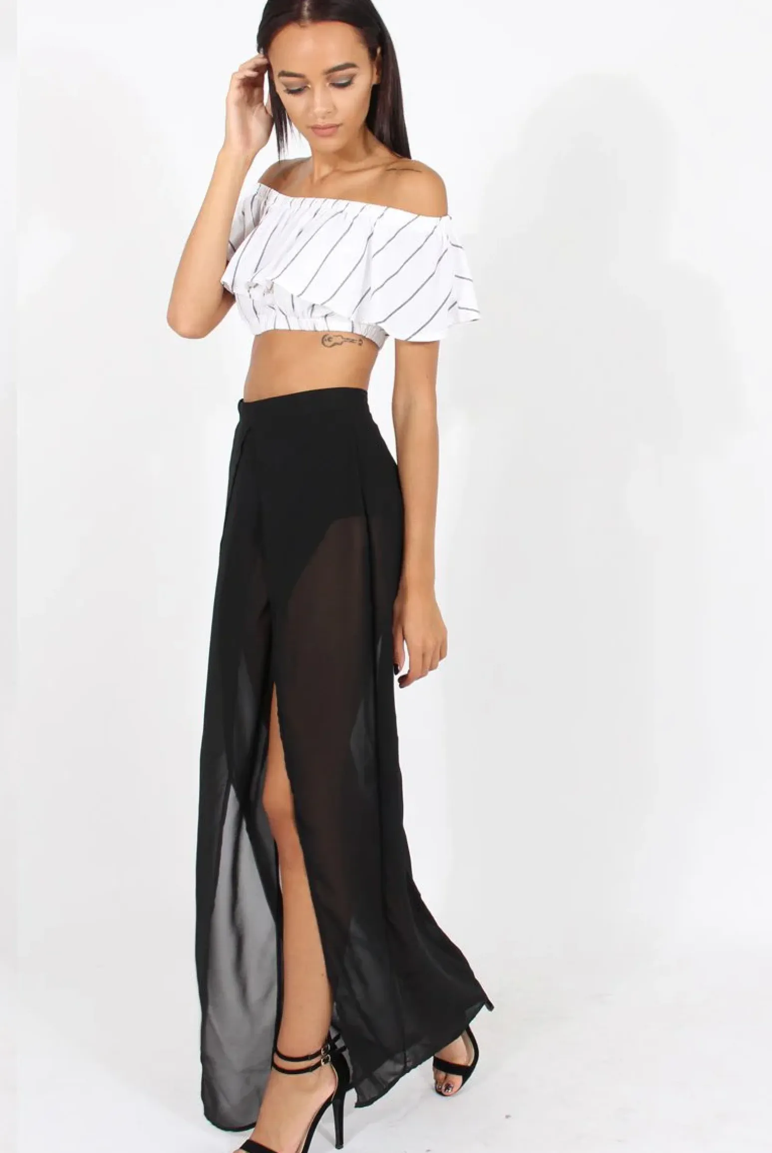 Rebellious Fashion Black High Waisted Sheer Maxi Skirt - Ivy