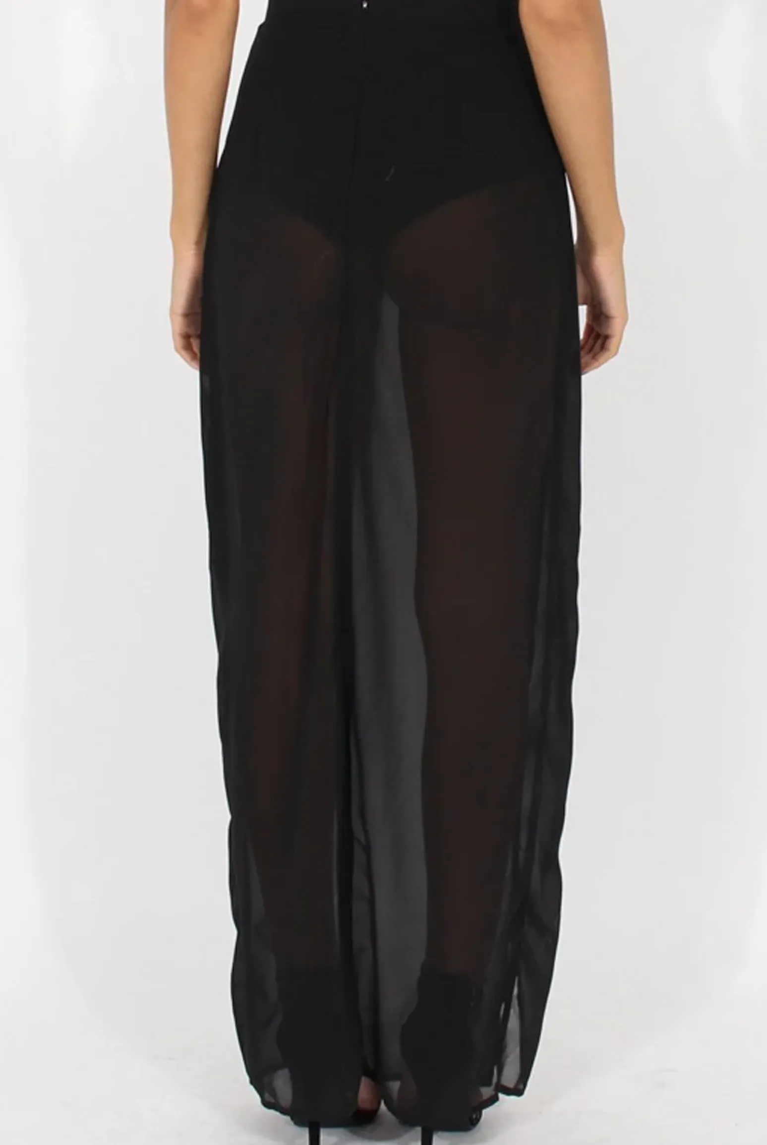 Rebellious Fashion Black High Waisted Sheer Maxi Skirt - Ivy
