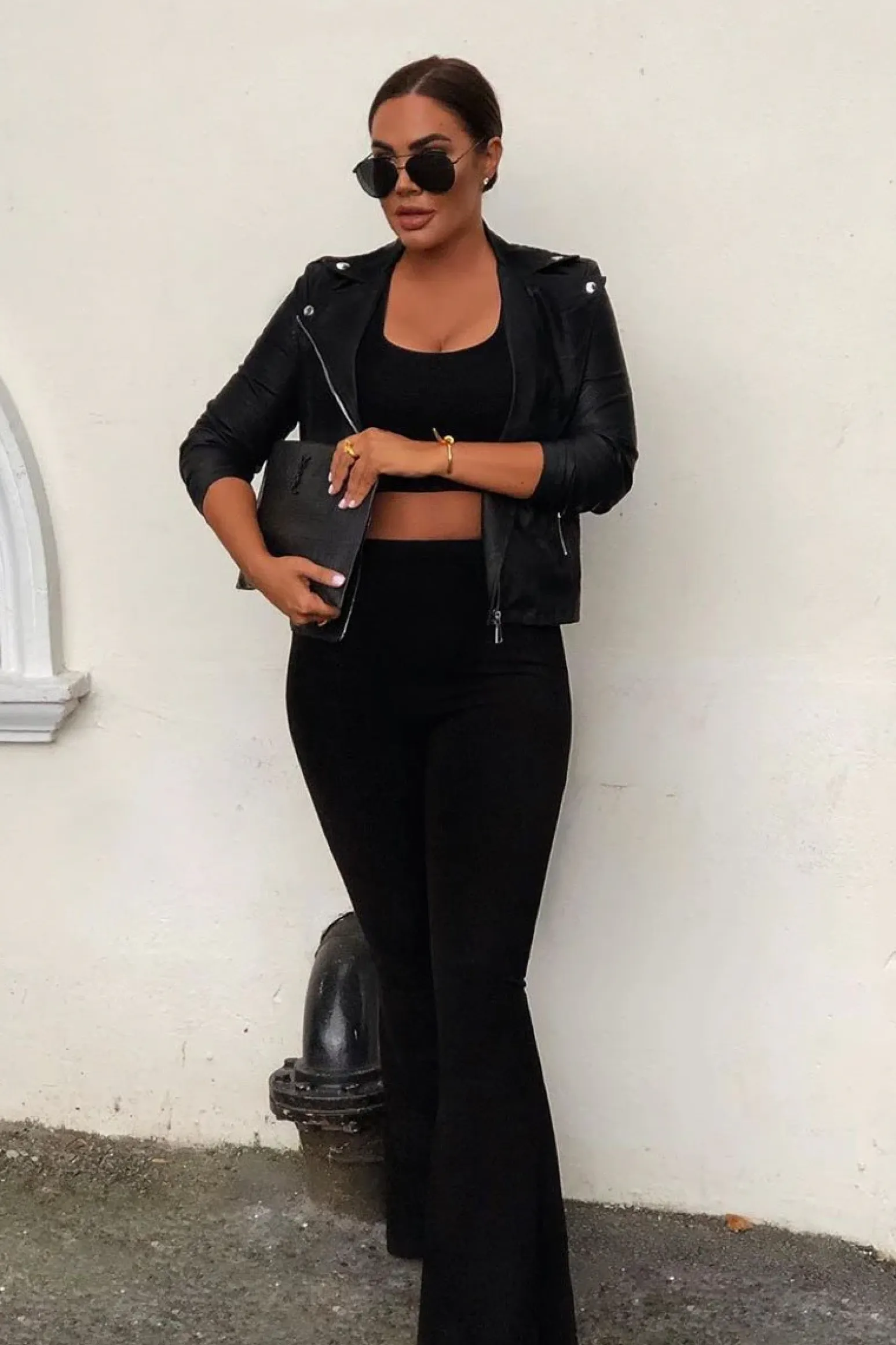 Rebellious Fashion Black High Waisted Side Zip Flare Trousers - Billie