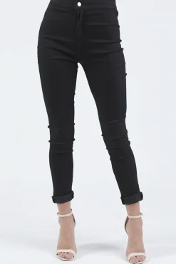 Rebellious Fashion Black High Waisted Skinny Jeans - Taylor