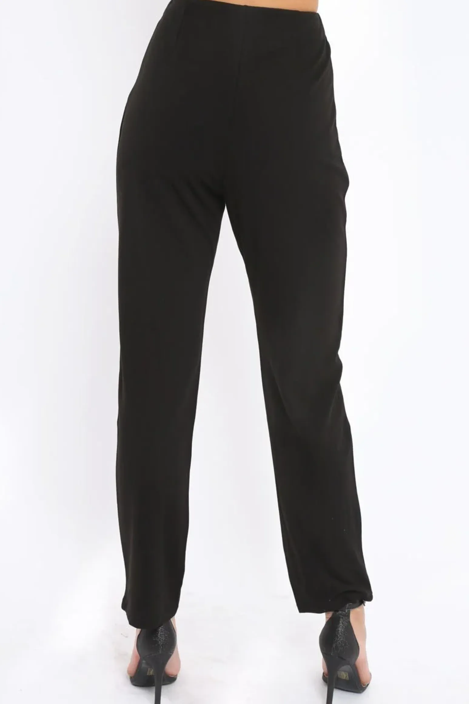 Rebellious Fashion Black High Waisted Trousers - Zeenia