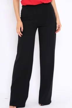 Rebellious Fashion Black High Waisted Wide Leg Trousers - Maise