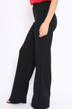 Rebellious Fashion Black High Waisted Wide Leg Trousers - Maise