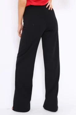 Rebellious Fashion Black High Waisted Wide Leg Trousers - Maise