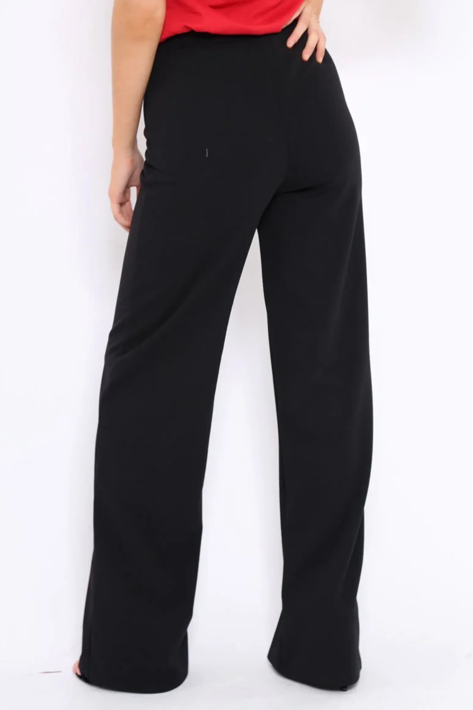 Rebellious Fashion Black High Waisted Wide Leg Trousers - Maise