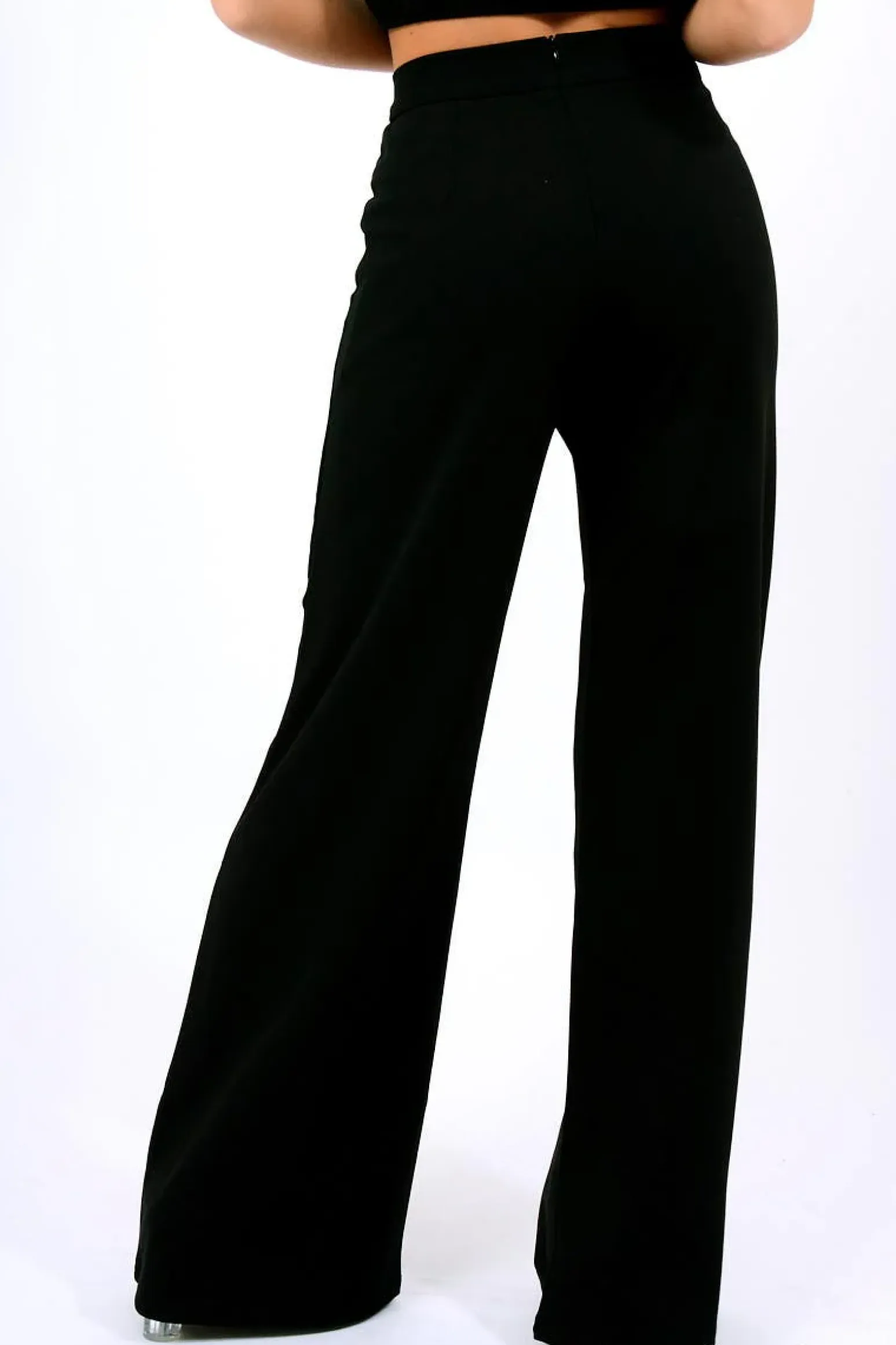 Rebellious Fashion Black High Waist Flare Trousers -Tisha