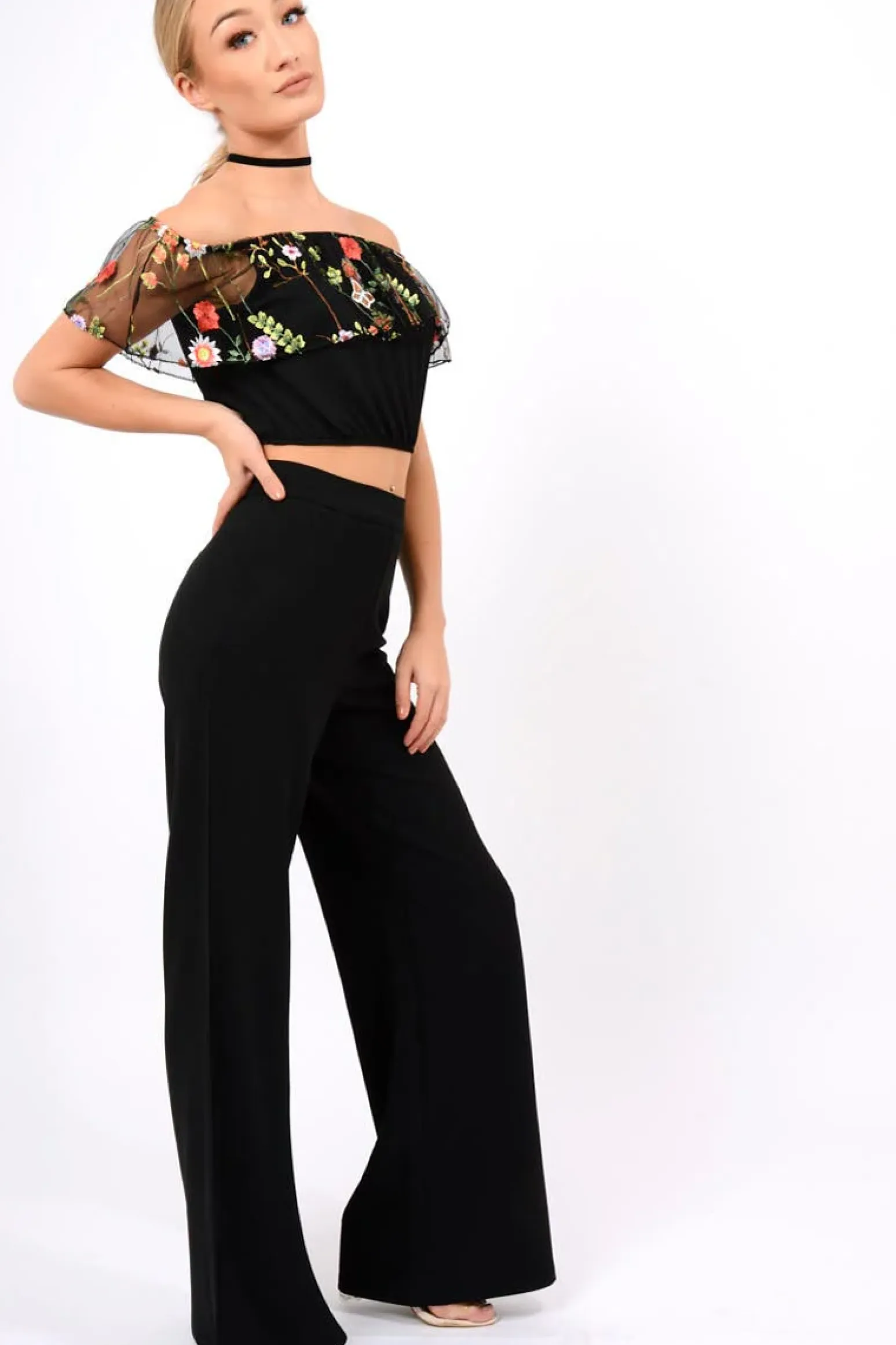 Rebellious Fashion Black High Waist Flare Trousers -Tisha