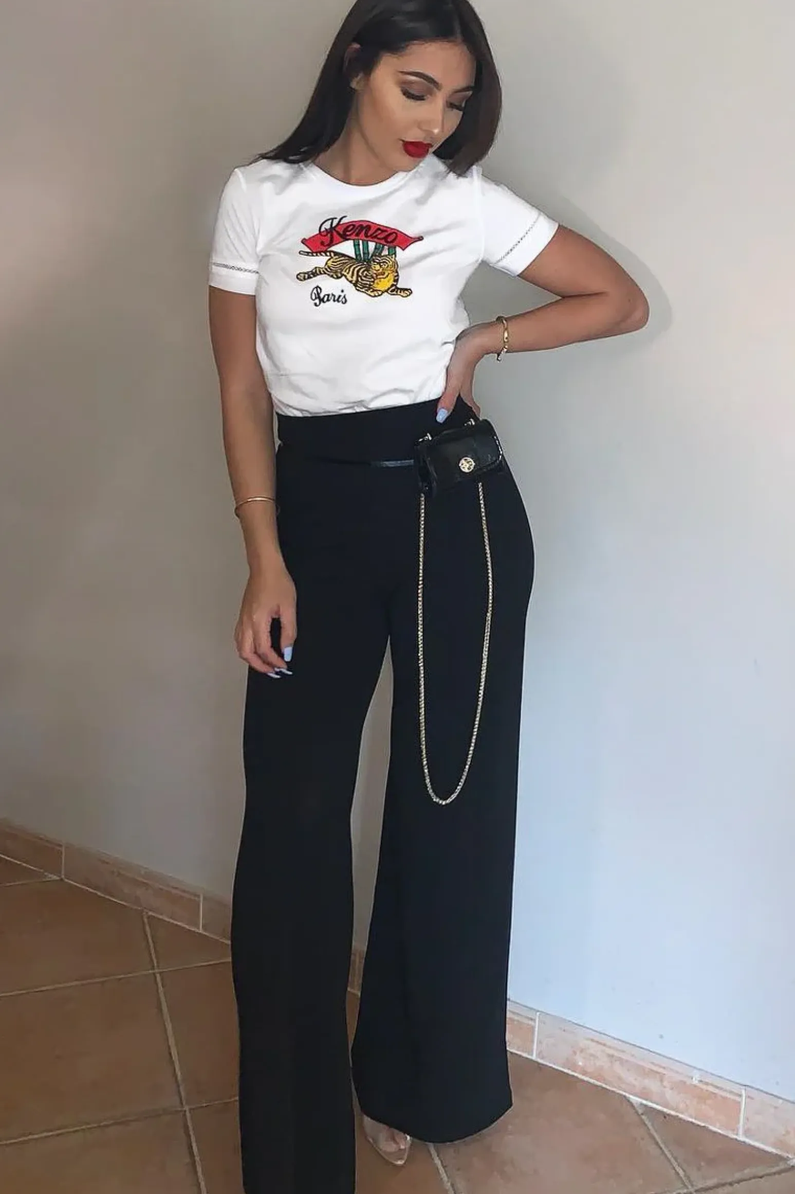 Rebellious Fashion Black High Waist Flare Trousers -Tisha