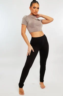Rebellious Fashion Black High Waist Jersey Leggings - Kirsty