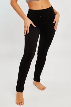 Rebellious Fashion Black High Waist Jersey Leggings - Kirsty