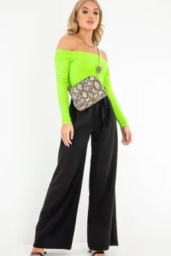 Rebellious Fashion Black High Waist Paper Bag Buckle Belt Trousers - Ivyonna