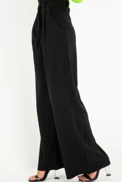 Rebellious Fashion Black High Waist Paper Bag Buckle Belt Trousers - Ivyonna