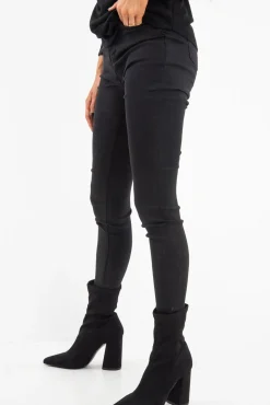 Rebellious Fashion Black High Waist Skinny Fit Jeans - Araia