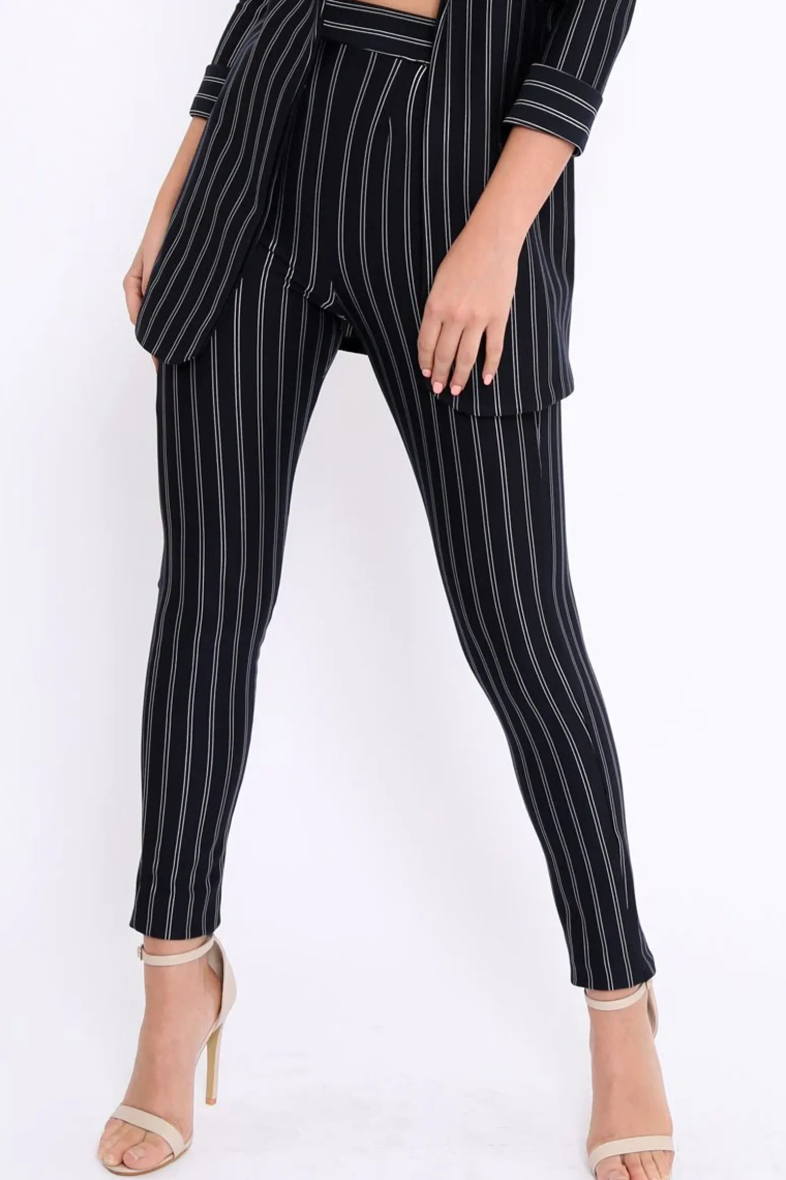 Rebellious Fashion Black High Waist Striped Trousers - Savina