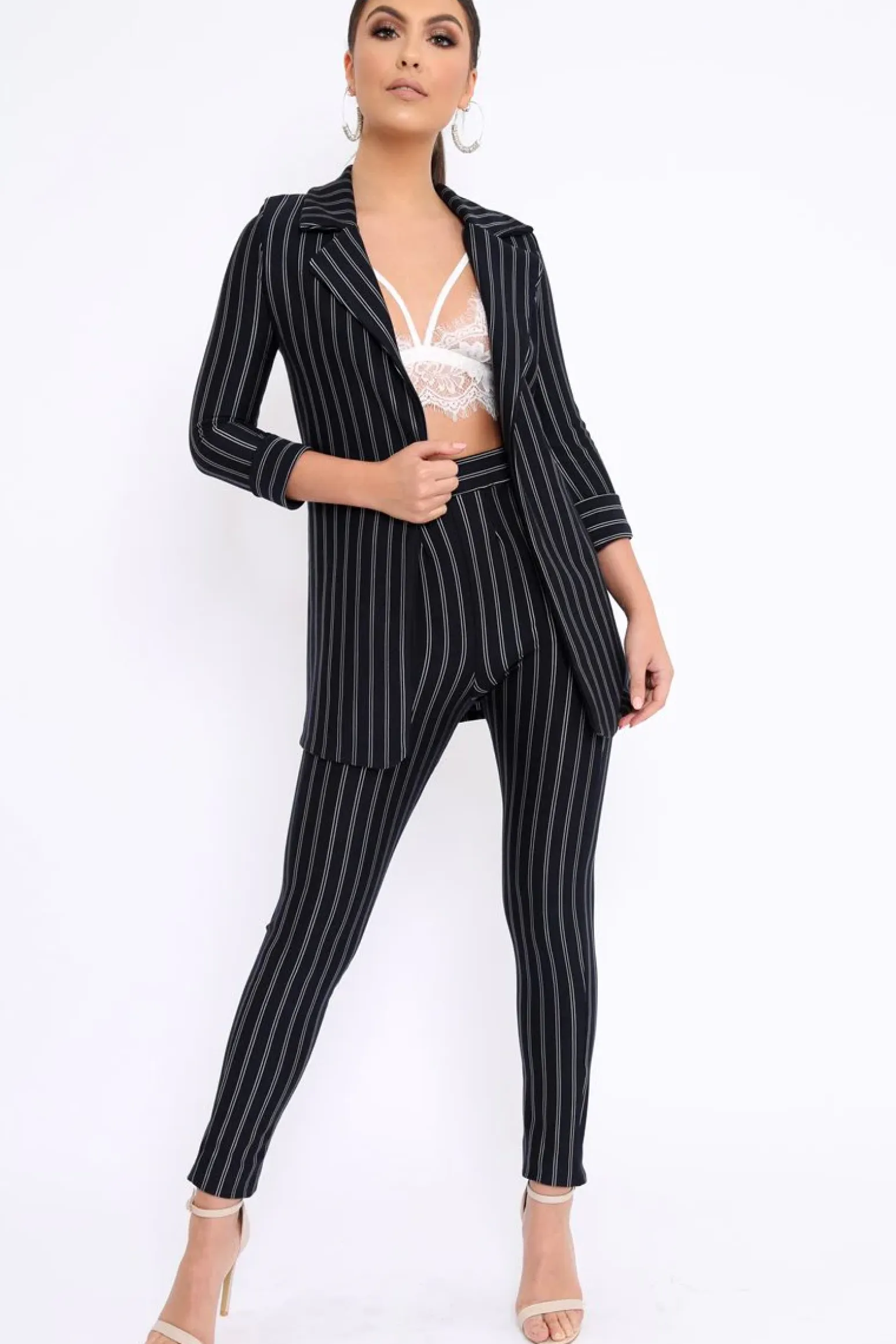 Rebellious Fashion Black High Waist Striped Trousers - Savina