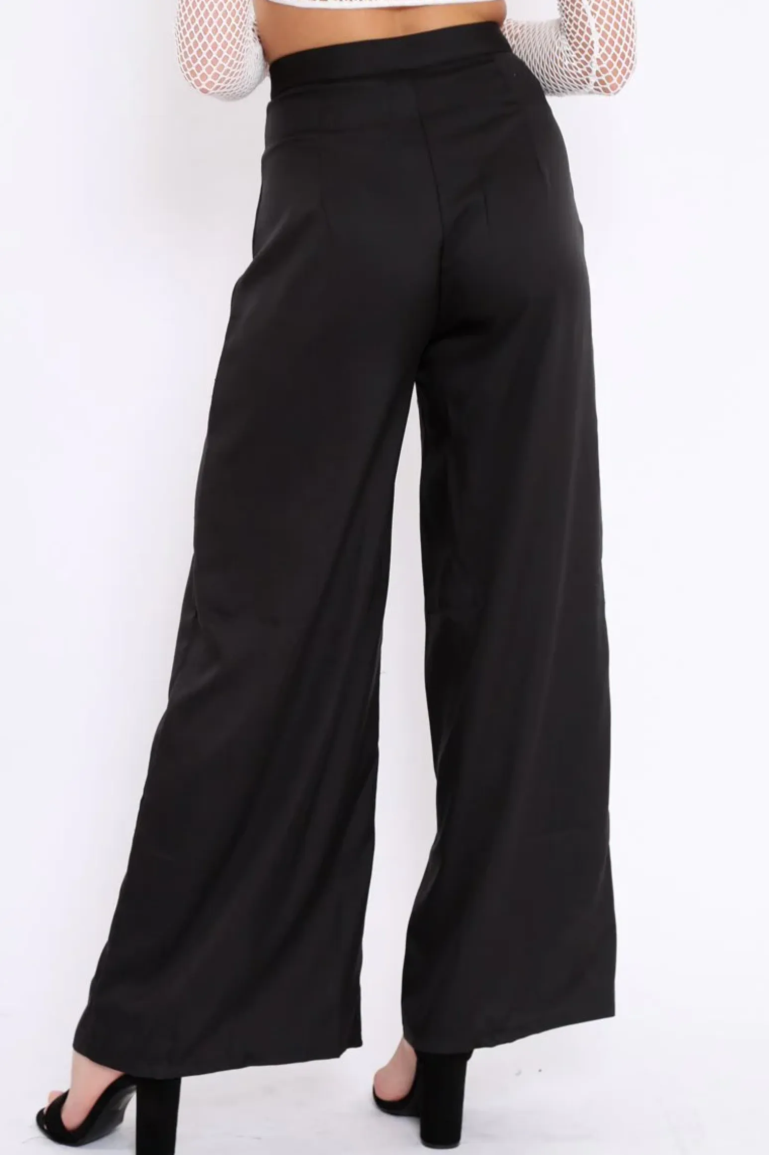 Rebellious Fashion Black High Waist White Strip Trousers - Berdie