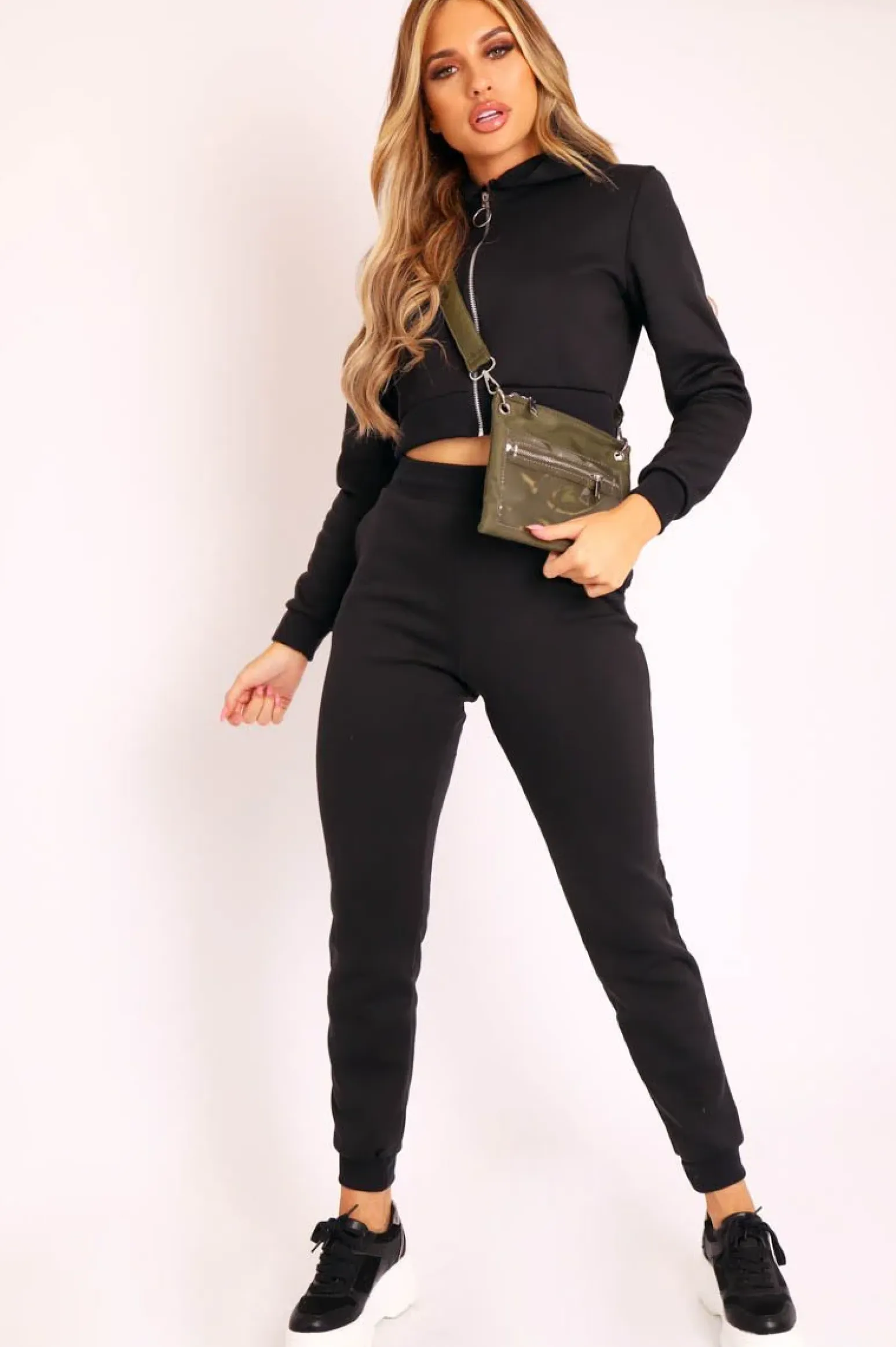 Rebellious Fashion Black Hoodie and Joggers Loungewear Co-ord Set - Bluebell