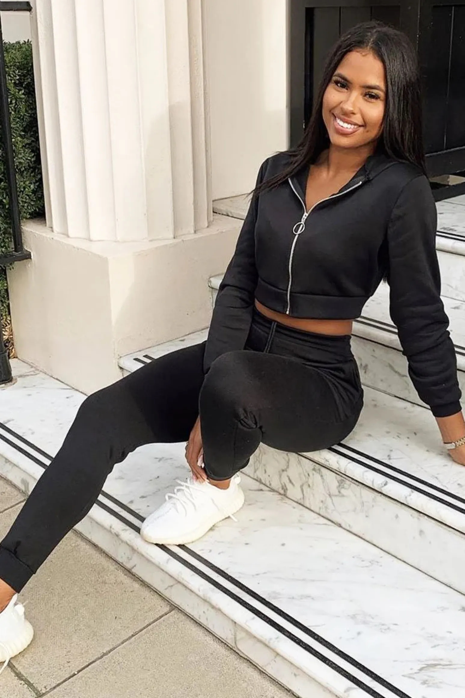 Rebellious Fashion Black Hoodie and Joggers Loungewear Co-ord Set - Bluebell