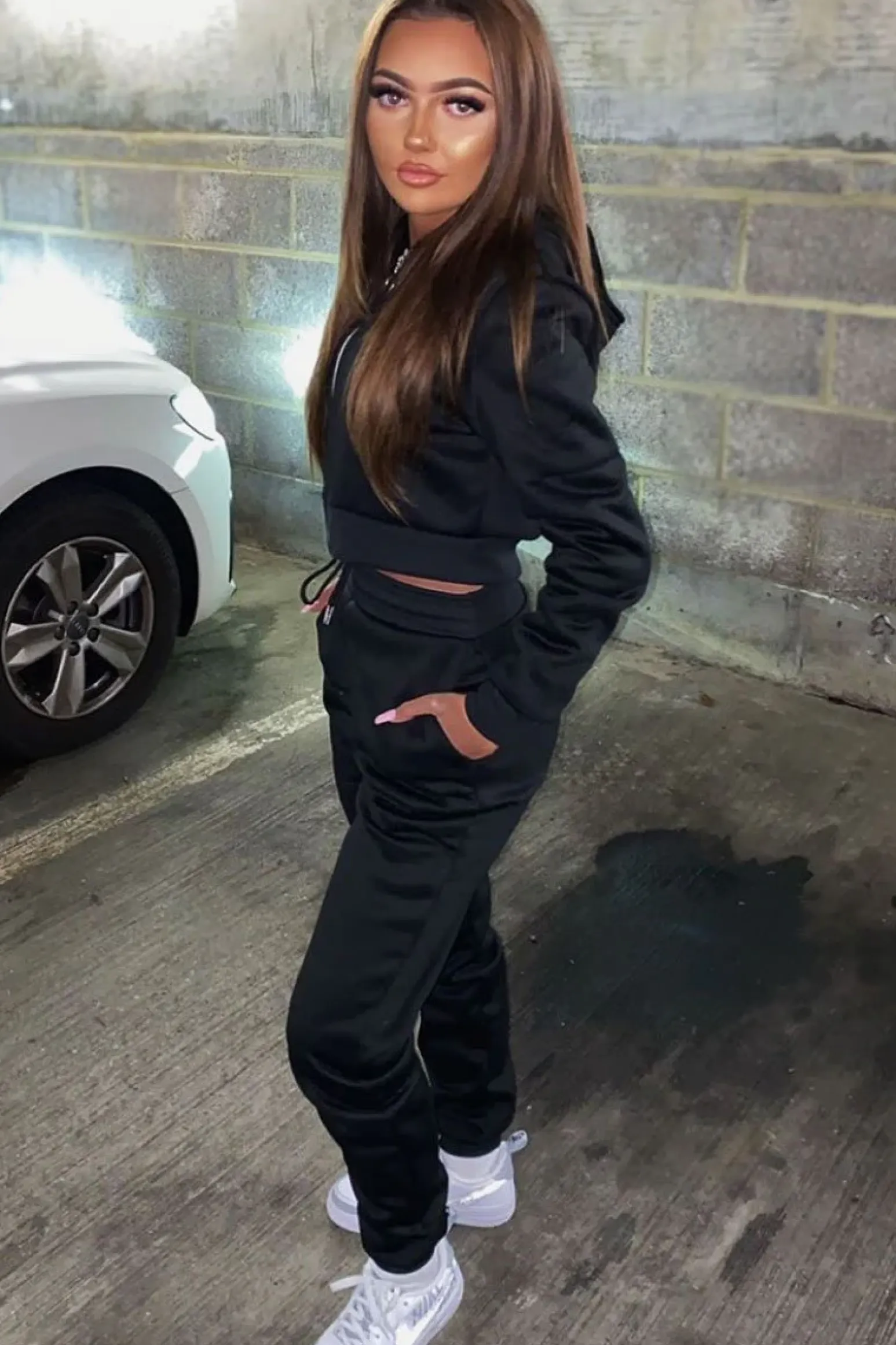 Rebellious Fashion Black Hoodie and Joggers Loungewear Co-ord Set - Bluebell