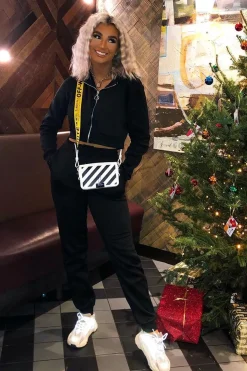 Rebellious Fashion Black Hoodie and Joggers Loungewear Co-ord Set - Bluebell