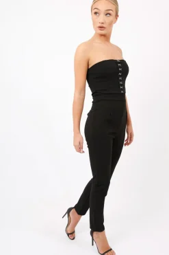 Rebellious Fashion Black Hook And Eye Jumpsuit - Aimee